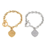 Heart Pendant Stainless Steel Bracelet for Women