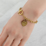 Heart Pendant Stainless Steel Bracelet for Women