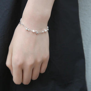Silver Classic Five-pointed Beads Bracelet Charm Women Party Jewelry