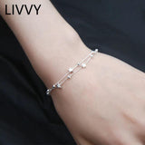 Silver Classic Five-pointed Beads Bracelet Charm Women Party Jewelry