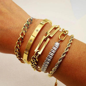 18k Plated Zircon Chain Bangle Bracelet