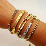 18k Plated Zircon Chain Bangle Bracelet