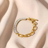 18k Plated Zircon Chain Bangle Bracelet
