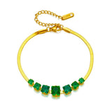 316L Stainless Steel Green Zircon Charm Snake Chain Bracelet