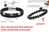Natural Stone Beads Leather Bracelets Set
