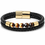 Natural Stone Beads Leather Bracelets Set