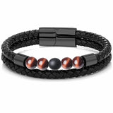 Natural Stone Beads Leather Bracelets Set