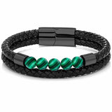 Natural Stone Beads Leather Bracelets Set