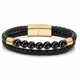 Natural Stone Beads Leather Bracelets Set