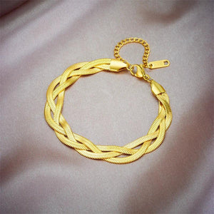 316L Stainless Steel 3-Chains Crossing Bracelet Flat Snake Chain Wrist Jewelry