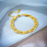 316L Stainless Steel 3-Chains Crossing Bracelet Flat Snake Chain Wrist Jewelry