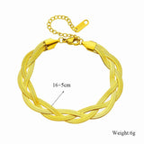 316L Stainless Steel 3-Chains Crossing Bracelet Flat Snake Chain Wrist Jewelry