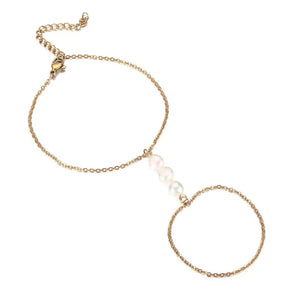Baroque Pearl Finger Bracelet Stainless Steel Women Girls Pearl Jewelry