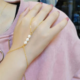 Baroque Pearl Finger Bracelet Stainless Steel Women Girls Pearl Jewelry