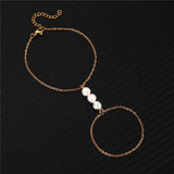 Baroque Pearl Finger Bracelet Stainless Steel Women Girls Pearl Jewelry