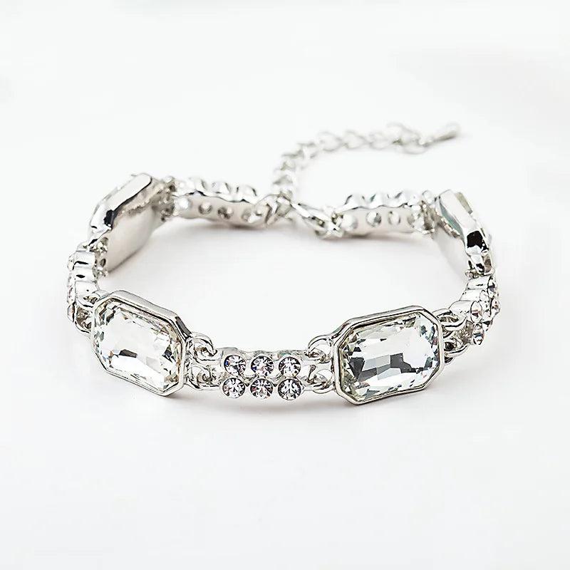 4 Rhinestone Crystal Silver Plated Bracelets for Women
