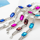 4 Rhinestone Crystal Silver Plated Bracelets for Women
