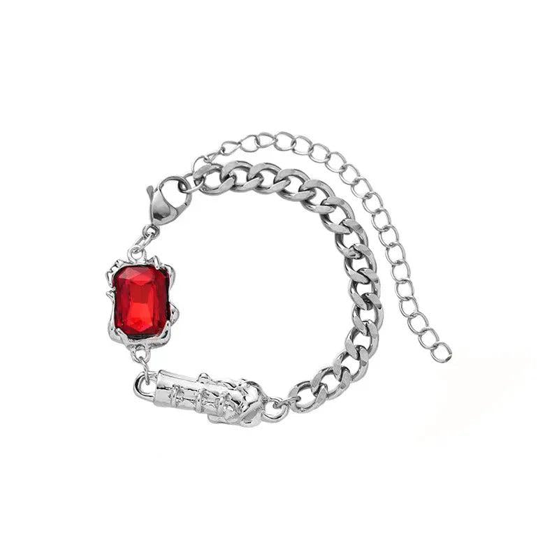 Silver Red Square Zircon Bracelet Adjustable Bracelet For Women