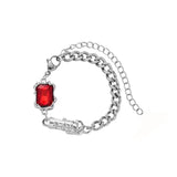 Silver Red Square Zircon Bracelet Adjustable Bracelet For Women