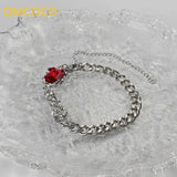 Silver Red Square Zircon Bracelet Adjustable Bracelet For Women