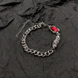 Silver Red Square Zircon Bracelet Adjustable Bracelet For Women