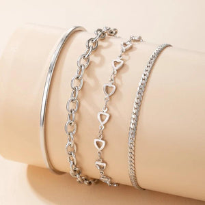 Bohemian Hollow Out Geometry Silver Bracelets Set