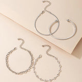 Bohemian Hollow Out Geometry Silver Bracelets Set