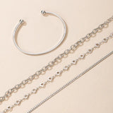 Bohemian Hollow Out Geometry Silver Bracelets Set