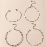 Bohemian Hollow Out Geometry Silver Bracelets Set
