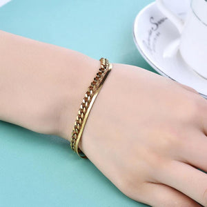 Minimalist Rope Cuban Flat Snake Link Chains Double Layered Chunky Bracelets
