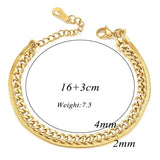 Minimalist Rope Cuban Flat Snake Link Chains Double Layered Chunky Bracelets