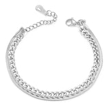 Minimalist Rope Cuban Flat Snake Link Chains Double Layered Chunky Bracelets