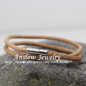 Hot 4mm Leather Charm Wrap Men's Magnetic Bracelet Gift