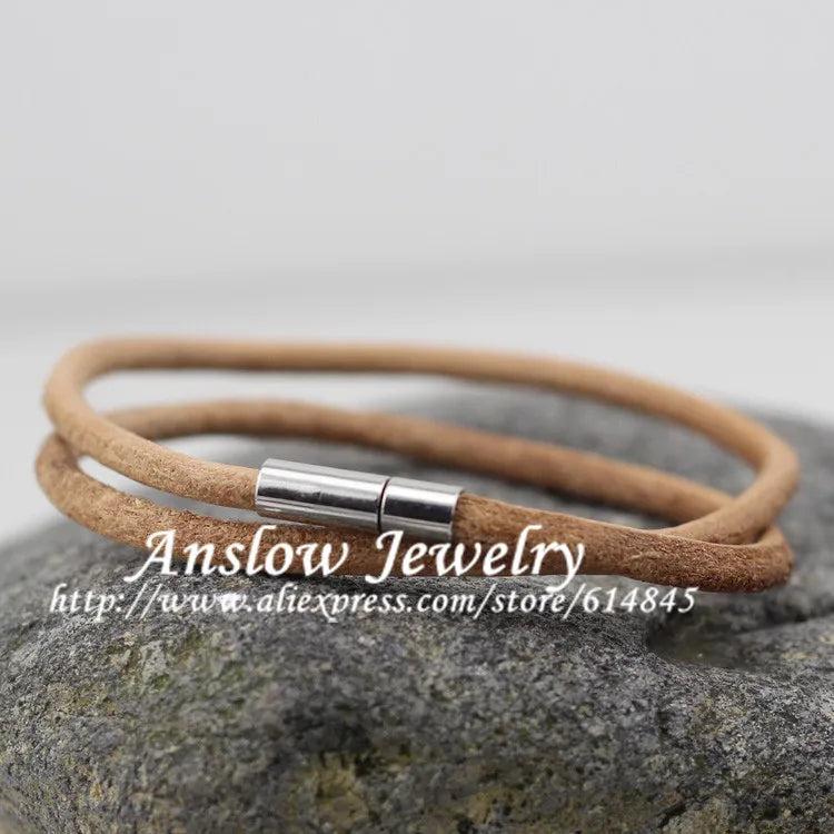 Hot 4mm Leather Charm Wrap Men's Magnetic Bracelet Gift