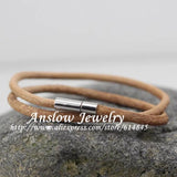 Hot 4mm Leather Charm Wrap Men's Magnetic Bracelet Gift