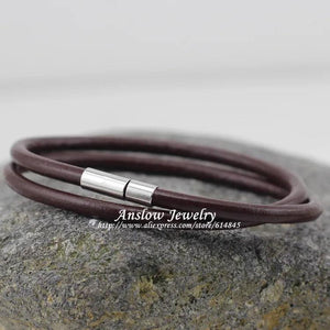 Hot 4mm Leather Charm Wrap Men's Magnetic Bracelet Gift