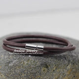 Hot 4mm Leather Charm Wrap Men's Magnetic Bracelet Gift