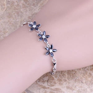 CZ Silver Plated Link Chain Bracelet 7-8 inch S0293