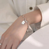 Silver Korea Style Gook Luck Letter Pendant Bracelet Geometric Chain