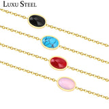 20cm+3cm Extender Link Chain Bracelets Female Gift Blue/Red/Light Pink/Black Sto