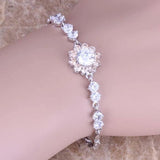 Champagne Morganite CZ Silver Chain Bracelet 7-8 inch