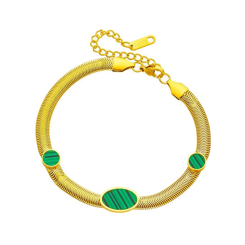 316L Stainless Steel Shell Oval Charm Chain Bracelet For Women