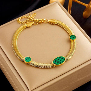 316L Stainless Steel Shell Oval Charm Chain Bracelet For Women
