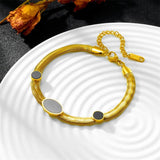 316L Stainless Steel Shell Oval Charm Chain Bracelet For Women