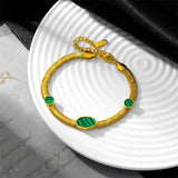 316L Stainless Steel Shell Oval Charm Chain Bracelet For Women