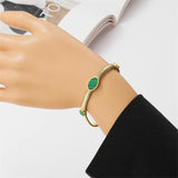 316L Stainless Steel Shell Oval Charm Chain Bracelet For Women
