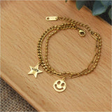 316L Stainless Steel 2 Layer Star Smiley Bracelet
