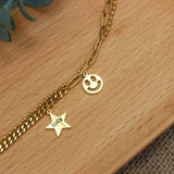 316L Stainless Steel 2 Layer Star Smiley Bracelet