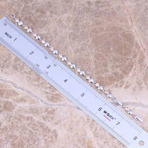 Champagne Morganite Silver Plated Bracelet 6.5-7.5 inch