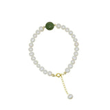 Green Crystal Bead Pearl Charm Bracelet for Women Accessories